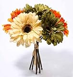 Artificial Silk Shades of Autumn Gerbera Daisy Bundle for Floral Arranging, Crafting and Home Decor
