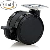 Katu BK-BB6005-23 Set of 4 Furniture Swivel Plate Caster with Brake for hardwood floors, Diameter 2 3/8 (60mm) Color Black