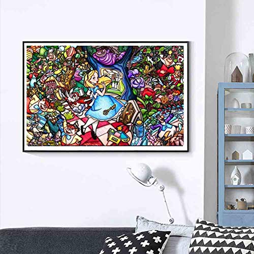 5D DIY Diamond Painting Full Square Drill, Alice in Wonderland Princess Girl Colorful Rhinestone Crystal Embroidery Drawing Gift,16"X12" Arts Craft for Home Wall/Room/Decor (Alice in Wonderland)