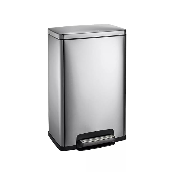 TRAMONTINA 13 GAL STEP TRASH CAN, STAINLESS STEEL