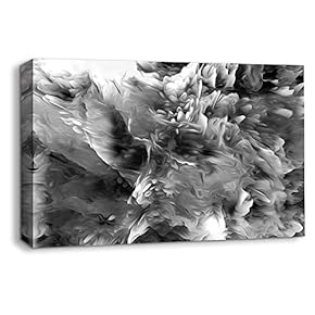 Canvas Wall Art Abstract Black and White Painting Artwork for Home Prints Framed - 12x18 inches