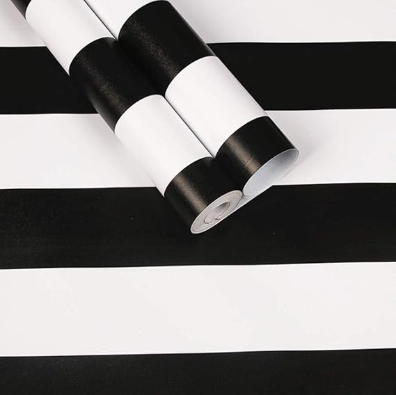 Amao Classic Black & White Striped Wallpaper Peel and Stick