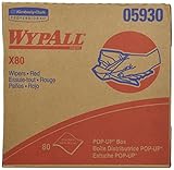 Wypall X80 Reusable Wipes (05930), Extended Use Wipers Pop-Up Box Format, Red, 80 Sheets / Box