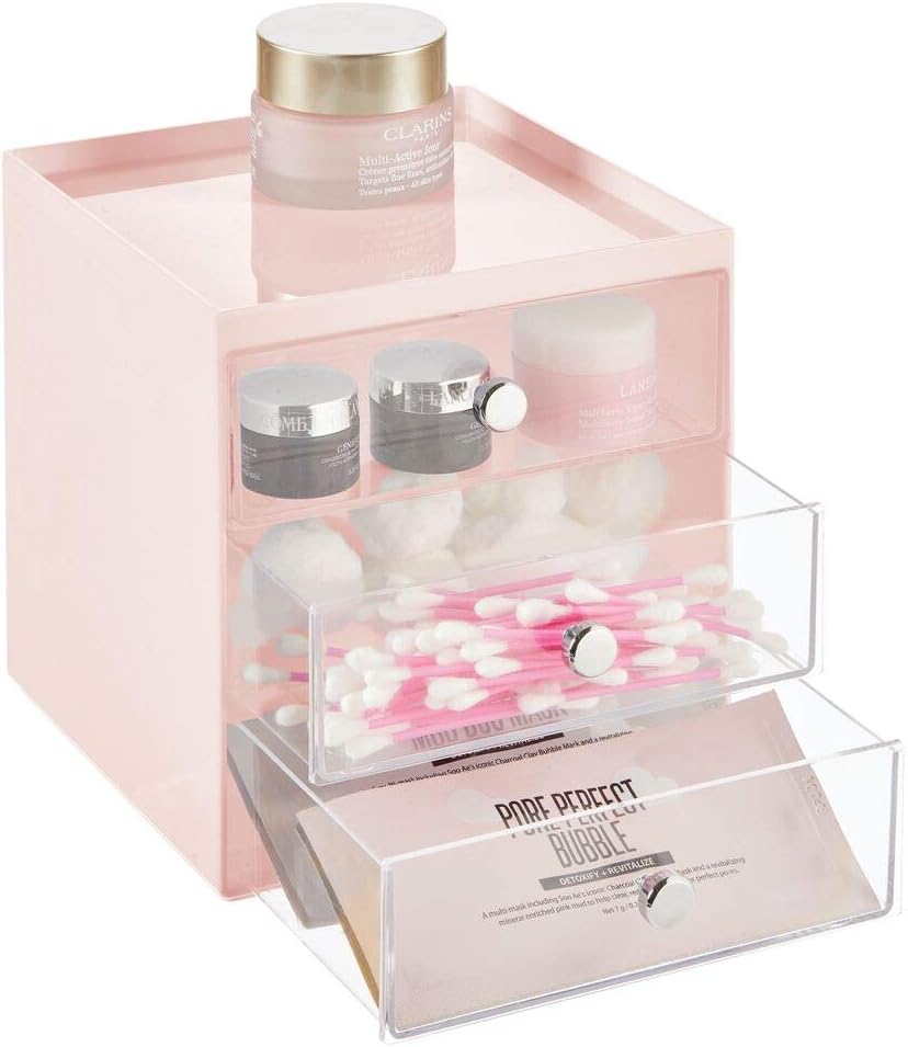 mDesign Makeup Organiser — Caddy with 3 Makeup Drawers for Storing