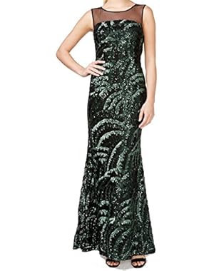 Women's Sequined Illusion Mesh Gown