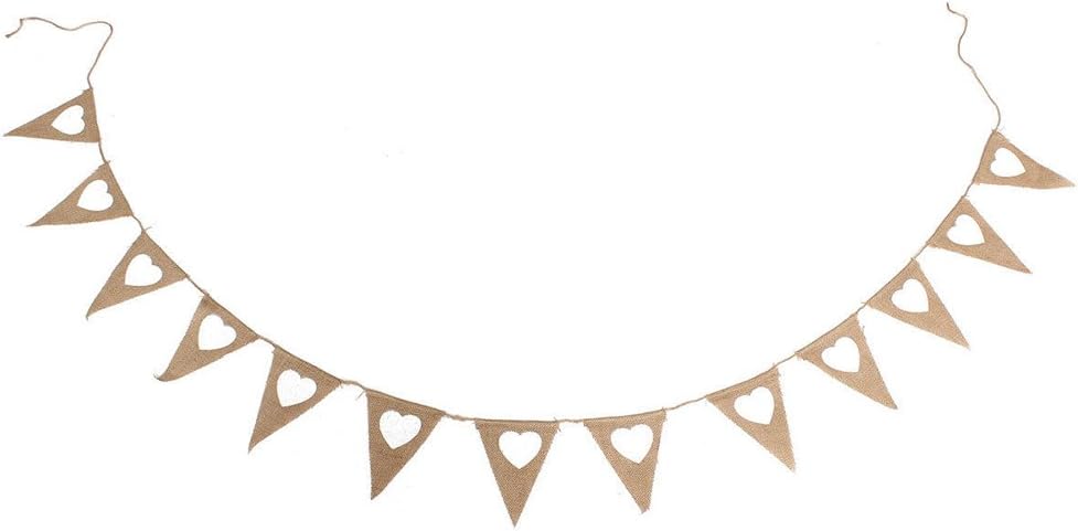 JTWEB 3M Vintage Hessian Bunting Burlap Banner White Love Heart for Wedding Party Birthday Decor (Hessian) - Image 5