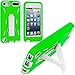 Green / White Hybrid Rugged Hard Silicone Case Cover w/ Stand for Apple iPod Touch 5th 6th Gen Generation 5G 5 6G 6