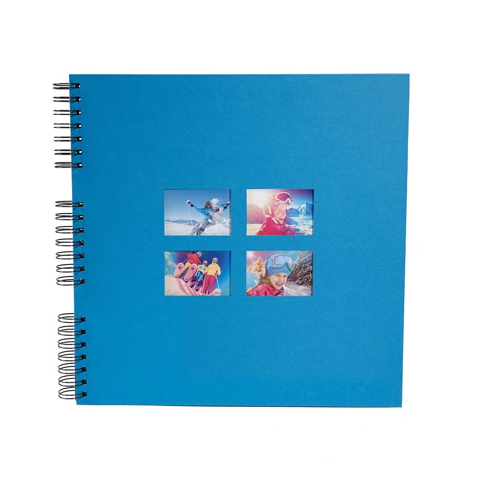Exacompta - Ref 15115E - MILANO Spiralbound Photo Album (60 Pages) -32 x 32cmin Size, Holds 360 Photos, 250gsm Black Card Pages, FSC-Certified - Blue Textile Cover