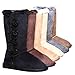 Tina/02 Plain Color Four Button Fur Lined Mid-calf Snow Boots