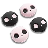 GeekShare Skull Joystick Caps Compatible with Nintendo Switch 2, Anti-Slip Silicone Thumb Grip Caps for Switch 2025, Black & Pink, 4PCS