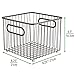 mDesign Metal Farmhouse Kitchen Pantry Food Storage Organizer Basket Bin - Wire Grid Design - for Cabinets, Cupboards, Shelves, Countertops - Holds Potatoes, Onions, Fruit - Square, 2 Pack - Bronze