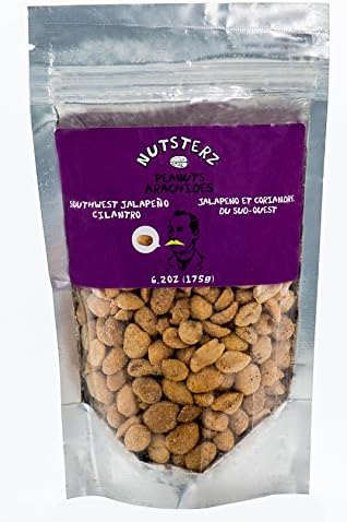 Southwest Jalapeño Peanuts from Nutsterz, 12 Pack of 6.24oz Bags, Spicy Peanuts with Hot Peppers and Southwest Flavor - Healthy Peanuts Flavored with Paprika, Garlic, Salt, Cilantro &amp; More! (12 Pack)