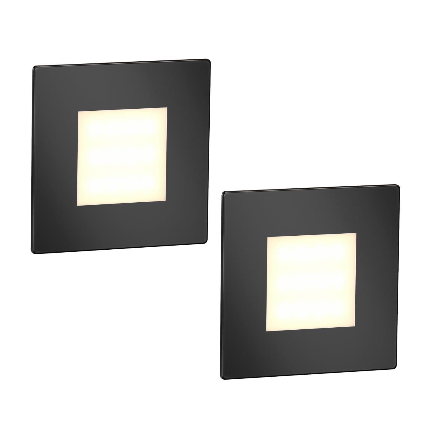 ledscom.de 2 LED Staircase Light/recessed wall Light FEX for Indoors and Outdoors, Angular, Black, 85 x 85mm, Warm White