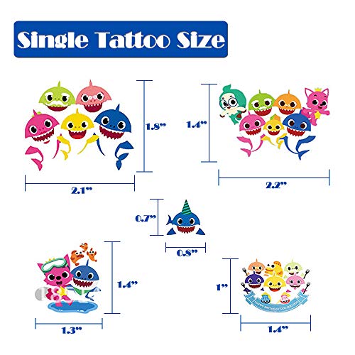 214 Pcs Large Baby Shark Temporary Tattoos for Kids (8 Sheets) Baby Shark Party Favors Children Birthday Ocean Sea Party Supplies Decorations | 54 Patterns - Thumbnail 2