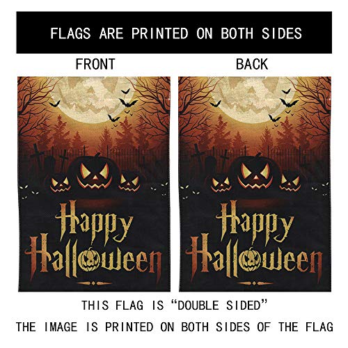 PINCHUANG Halloween Pumpkin Garden Flag, Double-Sided Yard Pumpkin Burlap Banner for Halloween Indoor and Outdoor Decoration(Not Include a Flag Pole)