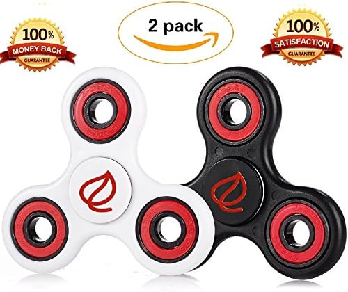 Exgreem NEW 2017 DIRT RESISTANT EDC Tri-Spinner Fidget Toy Smooth Surface Finish Ultra Durable 2-3 Min Spins Non-3D printed (two pack) (Red(White&amp;Black))
