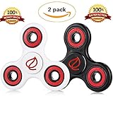 Exgreem NEW 2017 DIRT RESISTANT EDC Tri-Spinner Fidget Toy Smooth Surface Finish Ultra Durable 2-3 Min Spins Non-3D printed (two pack) (Red(White&Black))
