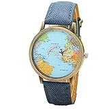 Oksale Men Women Global Printed Watch Denim Watch Band
