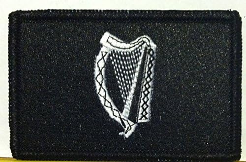 IRISH IRELAND Flag Iron-on Patch MC Biker Emblem Black & White Version Black Border #10