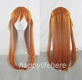 Happylifehere Japanese Anime Bright Orange Long Cosplay Wig with Ponytail (60cm)