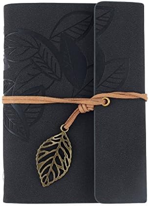 WICOO Portable Retro Journal Memo Dream Notebook Paper Notepad Leaf Blank Diary (Black)