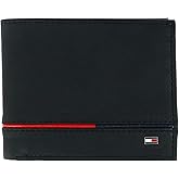 Tommy Hilfiger Men's Leather Leif RFID Bifold Wallet with Flip ID, Black