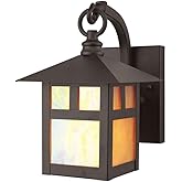 Livex Lighting 2130-07 Montclair Mission 1 Light Outdoor Bronze Finish Solid Brass Wall Lantern with Iridescent Tiffany Glass