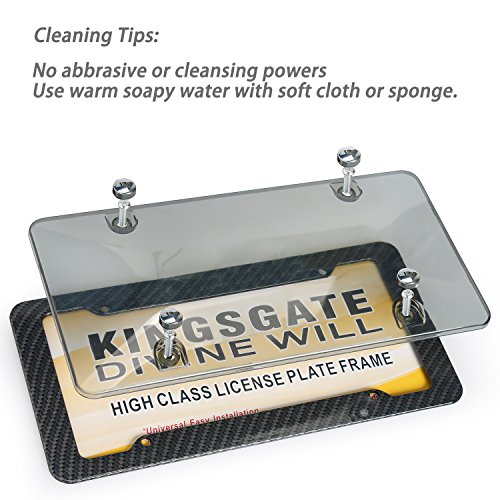 License Plate Cover, Airkoul 2 Pcs Tinted Smoke Unbreakable License Plate Frame With Screw Tinted Plate Shields - Thumbnail 5