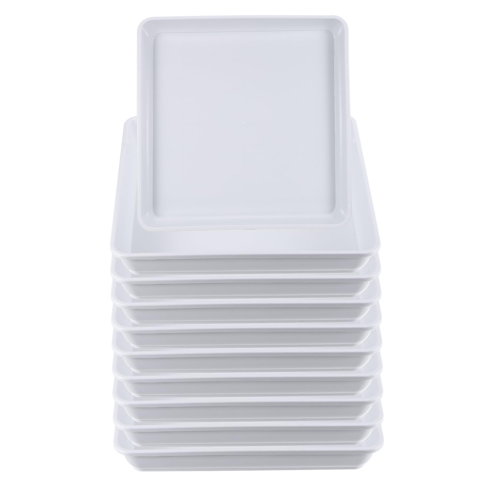 PATIKIL Plant Saucer Tray, 10 Pack 10 Inch Plastic Square Plant Saucer Flower Planter Drip Tray for Indoors Outdoors Patio Balcony, White