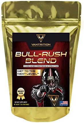 VANTRITION Bull Rush Blend | Formulated for Football Players Mass &amp; Energy | Combining a Tested Balance of Proteins and Creatine Monohydrate (1 LB, Vanilla Ice Cream)
