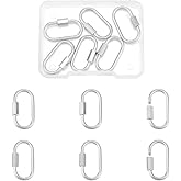 UNICRAFTALE 6pcs 2 Styles Oval Screw Carabiner Lock Stainless Steel Screw Lock Clip Clasps Lock Key Carabiner Clasp Metal Keychain Clip Hook Quick Link for Jewelry Making Handbag Accessory 26x13mm