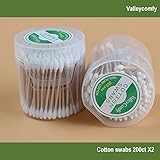 Valleycomfy Wooden Stick Cotton Swabs/Qtips(200CTx2) - Double Tipped With Finest Quality Cotton Heads- Multipurpose, Safe, Highly Absorbent & Hygienic