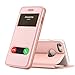 FYY Designed for iPhone SE Case 2022 (3rd Gen) / iPhone SE Case 2020 (2nd Gen) / iPhone 7 Case/iPhone 8 Case, Magnetic Flip Phone Case with Window View and Kickstand Function Rose Gold