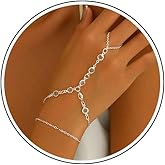 Dainty Gold Hand Chain Bracelet for Women Trendy,Ring Bracelet Hand Chain Bracelets Simple Finger Rings Slave Bracelets Boho Summer Beach Jewelry Accessories