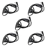 Retevis 2 Way Radio Headset 2 Pin D Shape Walkie Talkies Earpiece with Mic PTT for Baofeng 888S UV-5R Retevis RT21 RT22 H-777S Two-Way Radio(5 Pack)