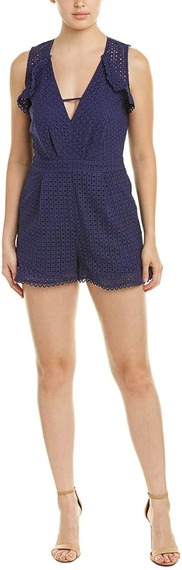 Parker Woven Eyelet Romper, Navy 