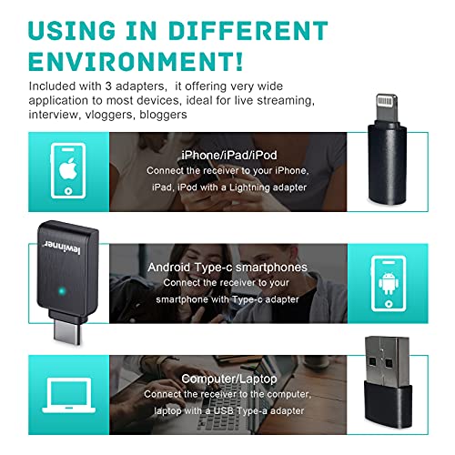 Lewinner Wireless Lavalier Microphone with Charging Case 2.4GHz Lapel