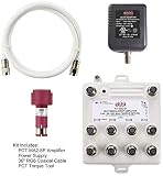 PCT PCT-MA2-8PN 8-Port Bi-Directional Cable TV, OTA, Satellite HDTV Amplifier Splitter Signal Booster with Passive Return and Coax Cable