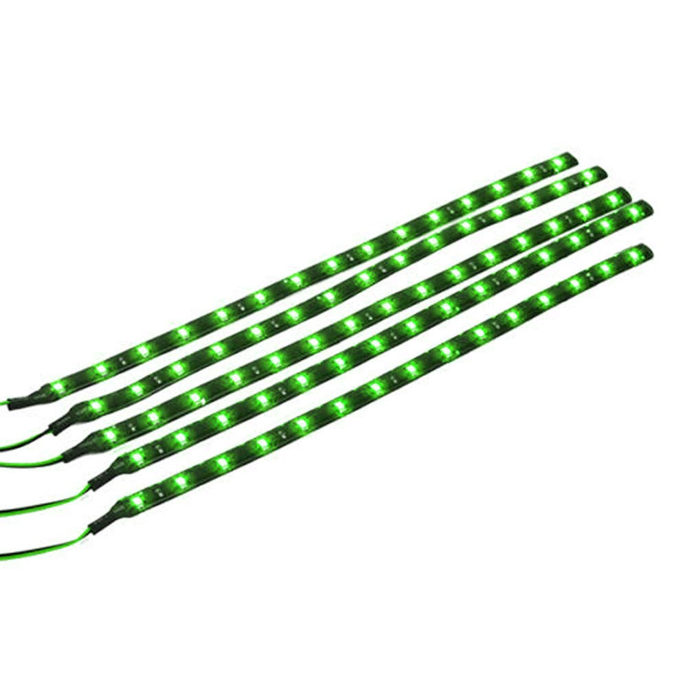 Mintice™ 5 X Green 12V 15 Led 30cm Car Auto Vehicle Grille Flexible Waterproof Underbody Light Strip