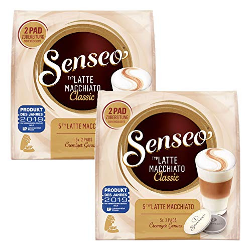 Senseo Kaffeepads Latte Macchiato Classic, Milchkaffee, Kaffee Pad, Relaunch, neues Design, 20 Pads für 10 Portionen