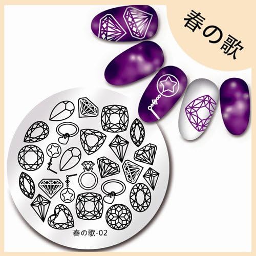 Born Pretty 5.5cm Round Nail Art Stamp Template Shining Diamond Design Image Plate -02