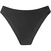 Milumia Women's Textured Bikini Bottoms Mid Waisted Cheeky Beach Swimsuit Bottoms