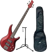 Yamaha TRBX304 CAR TRBX-304 Candy Apple Red 4 String Bass Guitar w/ Gig Bag and Stand
