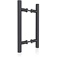 JUBEST 12" Push Pull Barn Door Handle, Double Side H Shape Sliding Door Handles, Heavy Duty Swing Door Handle, Flat Black