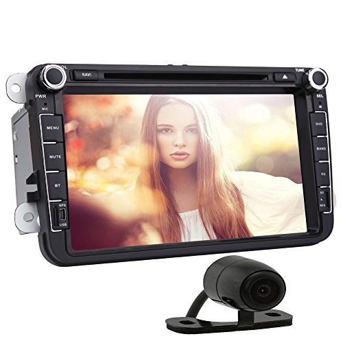 Two Din 8 Inch LCD Touchscreen Car Headunit Stereo Deck DVD CD Player For VW/Volkswagen/POLO/PASSAT/Golf/Skoda/Octavia/Golf Radio GPS Navigation Bluetooth USB Canbus SWC Reversing Camera+CANBUS