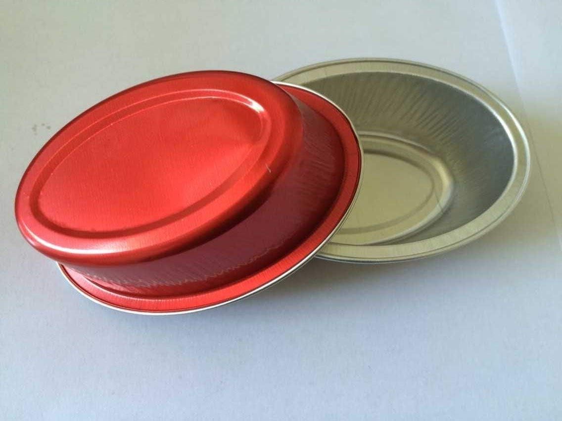 KEISEN 4" mini Disposable Aluminum Foil Cups 85ml for Muffin Cupcake Baking Bake Utility Ramekin Cup 100/PK (red)