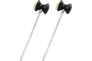 Waziaqoc 2Pcs Dual Sided Bass Drum Pedal Beater, Kick Drum Foot Pedal Beater for Percussion Instrument Accessory Part, with Stainless Steel Shaft