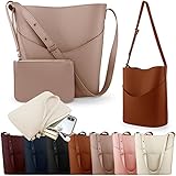 Oct17 Women Tote Bucket Bag, Faux Leather Shoulder Handbag, Fashion Ladies Purse Top Handle Satchel Crossbody Bags