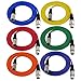 GLS Audio 6ft Patch Cable Cords - XLR Male to XLR Female Color Cables - 6' Balanced Snake Cord - 6 Pack