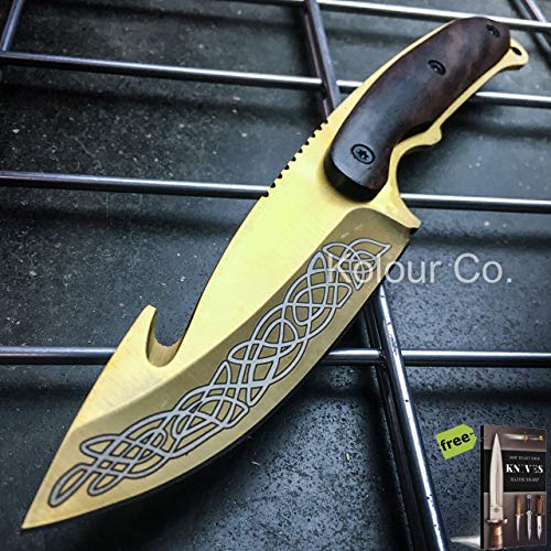 8.5" CS GO Hunting Fixed Blade GUT Carbon Steel Razor Sharp Blade Knife Full Tang LORE Tactical Bowie NEW + Free eBook by SURVIVAL STEEL